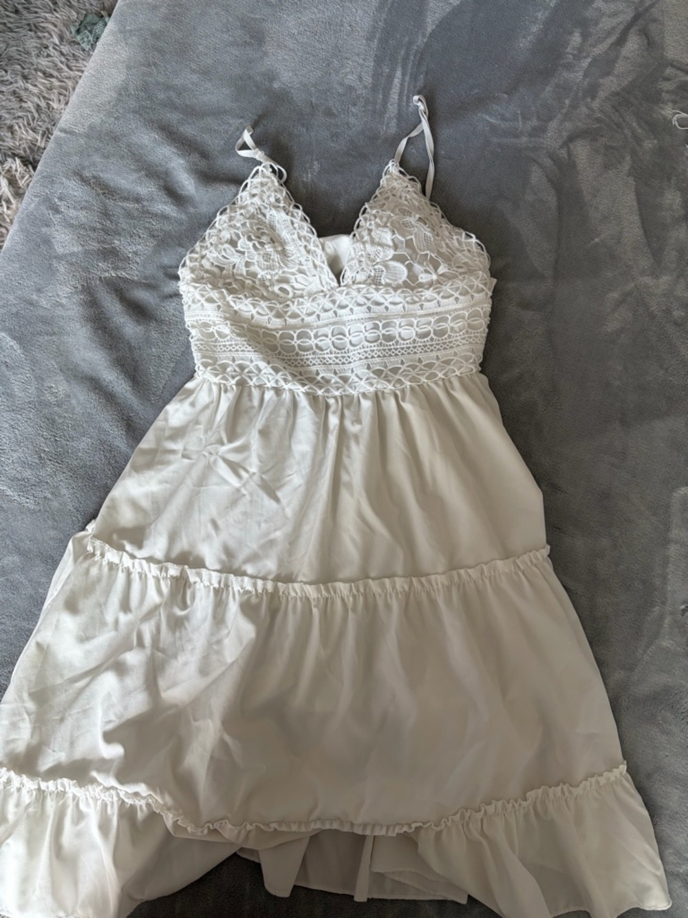 Not Rated Cream Lace Bodice Tiered Mini Dress